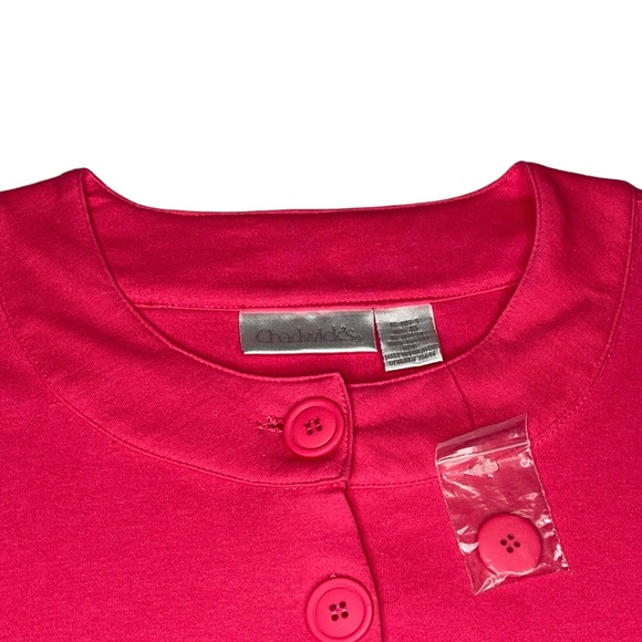 Chadwick's Pink Knit Jacket Short Size 16 NWOT Extra Button Classic Traditional - Picture 3 of 7